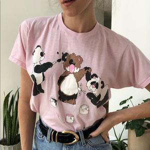 Vintage 80s 90s bears screen print pink tee shirt
